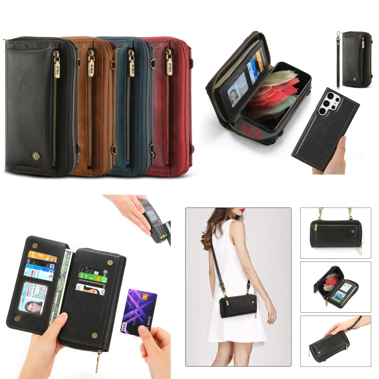 For Samsung Galaxy S23 5G Crossbody Multi-functional Zipper Wallet Leather Phone Case(Red) - Galaxy S23 5G Cases by buy2fix | Online Shopping UK | buy2fix