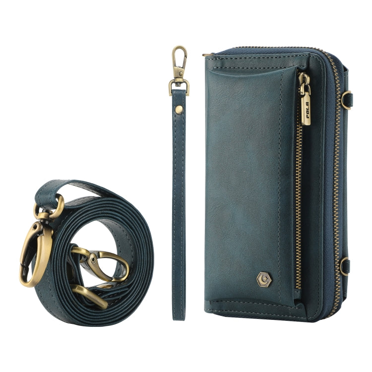 For Samsung Galaxy S22 5G Crossbody Multi-functional Zipper Wallet Leather Phone Case(Green) - Galaxy S22 5G Cases by buy2fix | Online Shopping UK | buy2fix