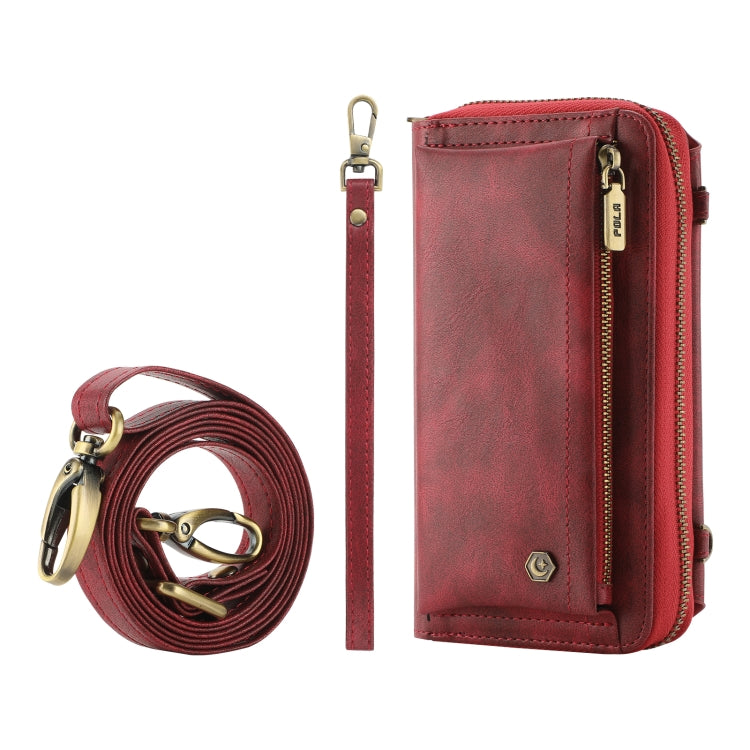 For Samsung Galaxy S22 5G Crossbody Multi-functional Zipper Wallet Leather Phone Case(Red) - Galaxy S22 5G Cases by buy2fix | Online Shopping UK | buy2fix