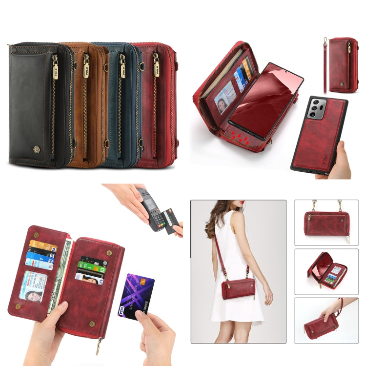 For Samsung Galaxy Note20 Crossbody Multi-functional Zipper Wallet Leather Phone Case(Green) - Galaxy Note20 Cases by buy2fix | Online Shopping UK | buy2fix