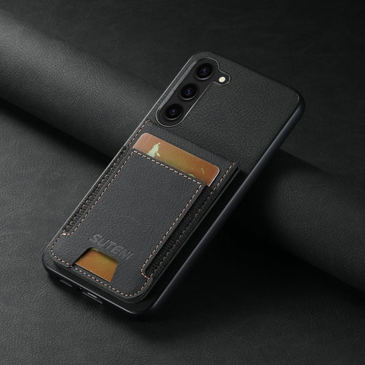 For Samsuny Galaxy S24+ 5G Suteni H03 Litchi Leather Card Bag Stand Back Phone Case(Black) by Suteni