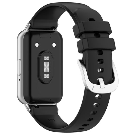 For Samsung Galaxy Fit 3 SM-R390 Metal Connector Liquid Glossy Silicone Watch Band(Black) by buy2fix