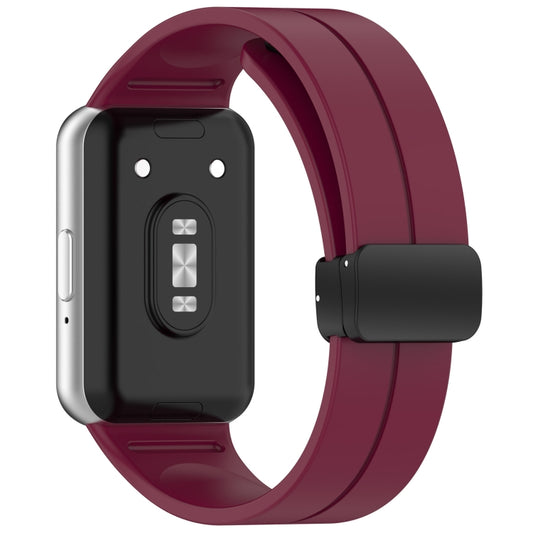For Samsung Galaxy Fit 3 SM-R390 Magnetic Folding Buckle Silicone Watch Band(Wine Red) by buy2fix
