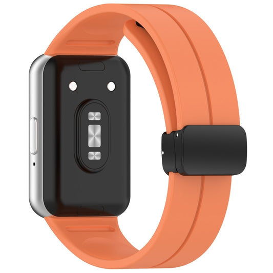For Samsung Galaxy Fit 3 SM-R390 Magnetic Folding Buckle Silicone Watch Band(Orange) by buy2fix
