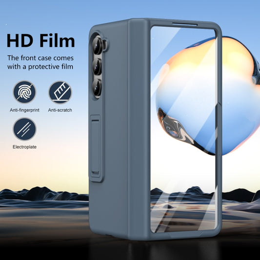 For Samsung Galaxy Z Fold5 5G All-inclusive Shockproof Phone Case with Holder(Grey) - Galaxy Z Fold5 Cases by buy2fix | Online Shopping UK | buy2fix