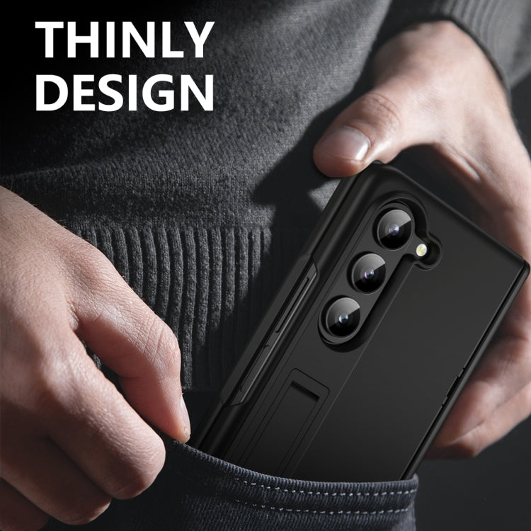 For Samsung Galaxy Z Fold5 5G All-inclusive Shockproof Phone Case with Holder(Black) - Galaxy Z Fold5 Cases by buy2fix | Online Shopping UK | buy2fix