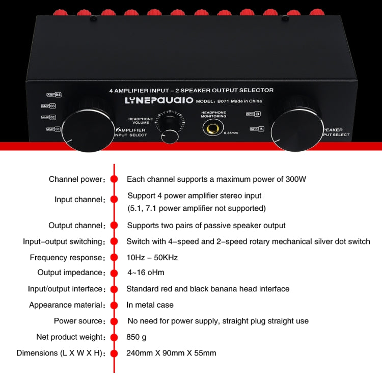 B071 4 Input 2 Output or 2 In 4 Out Power Amplifier Speaker Selector Switcher - by buy2fix | Online Shopping UK | buy2fix