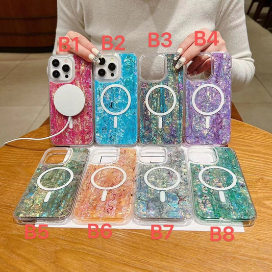 For iPhone 13 Pro Shell Texture Multicolor MagSafe TPU Phone Case(Purple) by buy2fix