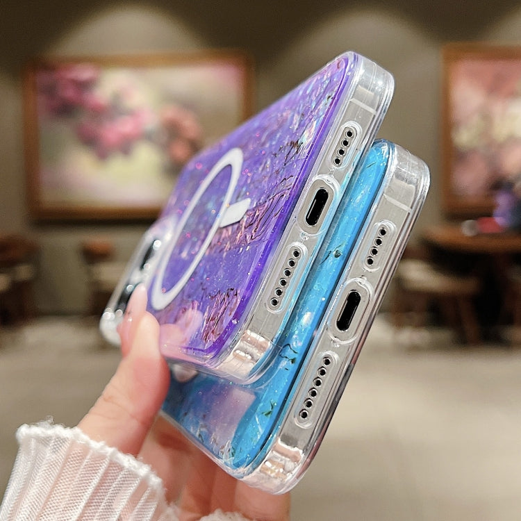 For iPhone 15 Shell Texture Multicolor MagSafe TPU Phone Case(Sky Blue) by buy2fix