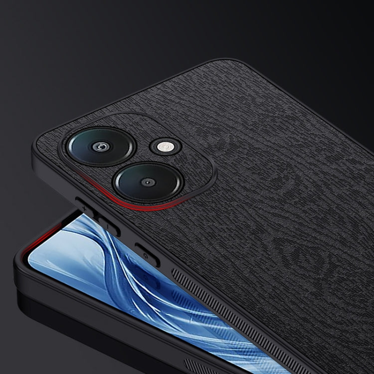 For Xiaomi Redmi 13C 5G Tree Bark Leather Shockproof Phone Case(Grey) by buy2fix