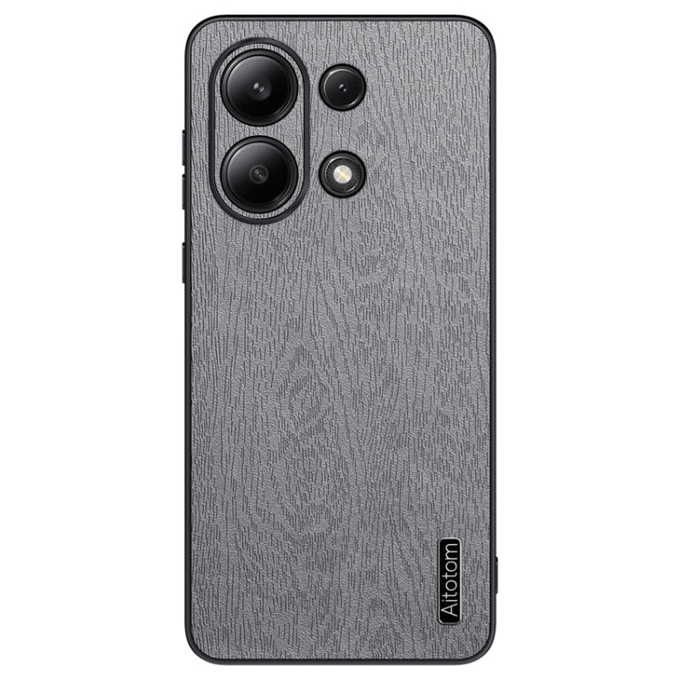 For Xiaomi Redmi Note 13 4G Tree Bark Leather Shockproof Phone Case(Grey) - Xiaomi Cases by buy2fix | Online Shopping UK | buy2fix