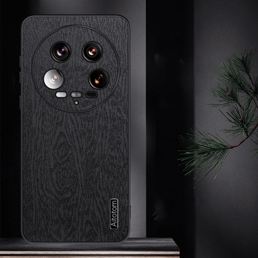 For Xiaomi 14 Ultra Tree Bark Leather Shockproof Phone Case(Grey) by buy2fix