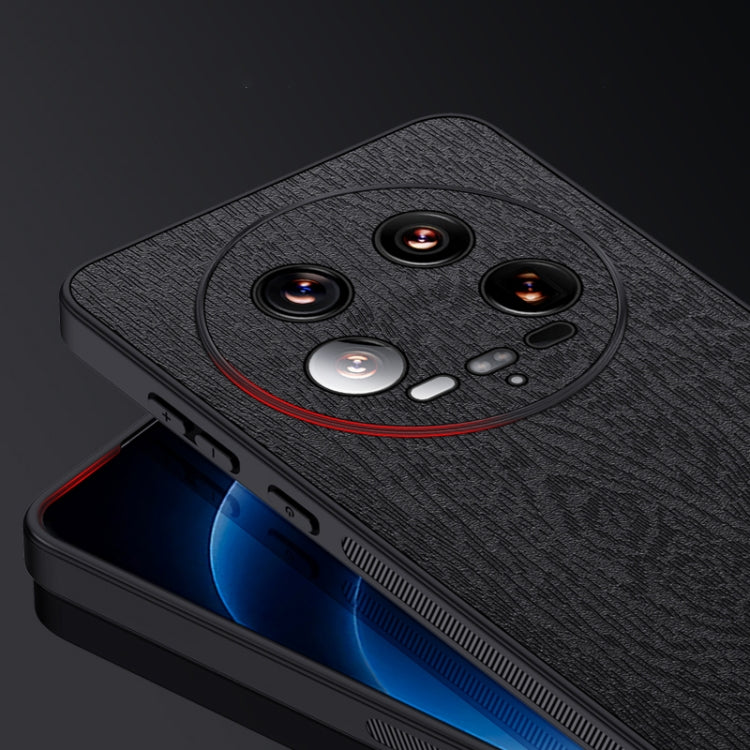 For Xiaomi 14 Ultra Tree Bark Leather Shockproof Phone Case(Grey) by buy2fix