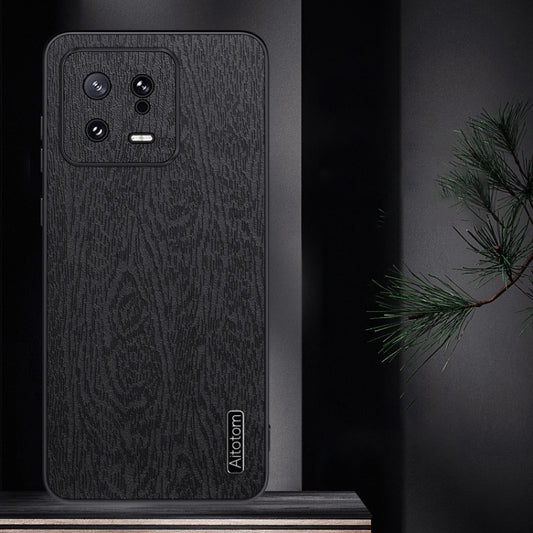 For Xiaomi 13 Tree Bark Leather Shockproof Phone Case(Black) by buy2fix