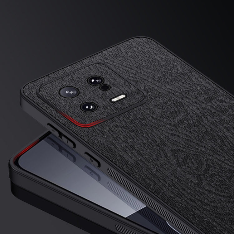 For Xiaomi 13 Tree Bark Leather Shockproof Phone Case(Black) by buy2fix