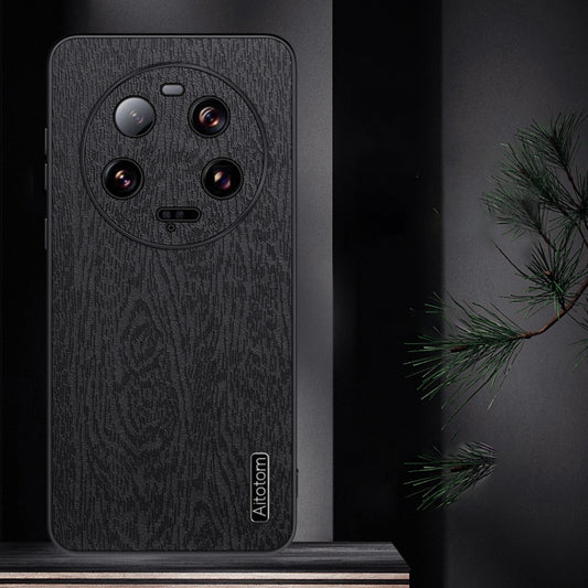 For Xiaomi 13 Ultra Tree Bark Leather Shockproof Phone Case(Black) by buy2fix