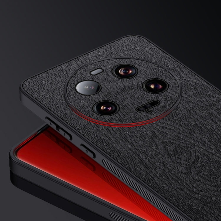 For Xiaomi 13 Ultra Tree Bark Leather Shockproof Phone Case(Black) by buy2fix