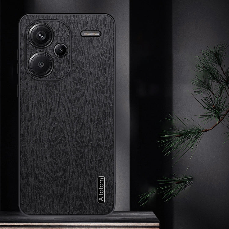 For Xiaomi Redmi Note 13 Pro+ Tree Bark Leather Shockproof Phone Case(Black) - Xiaomi Cases by buy2fix | Online Shopping UK | buy2fix