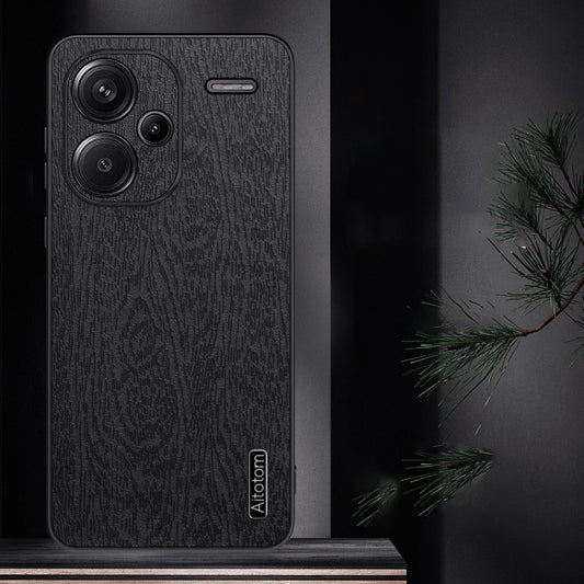 For Xiaomi Redmi Note 13 Pro+ Tree Bark Leather Shockproof Phone Case(Black) by buy2fix