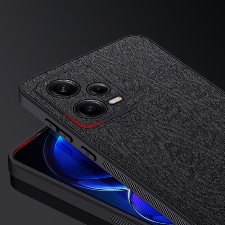 For Xiaomi Redmi Note 12 Pro 5G Tree Bark Leather Shockproof Phone Case(Black) by buy2fix