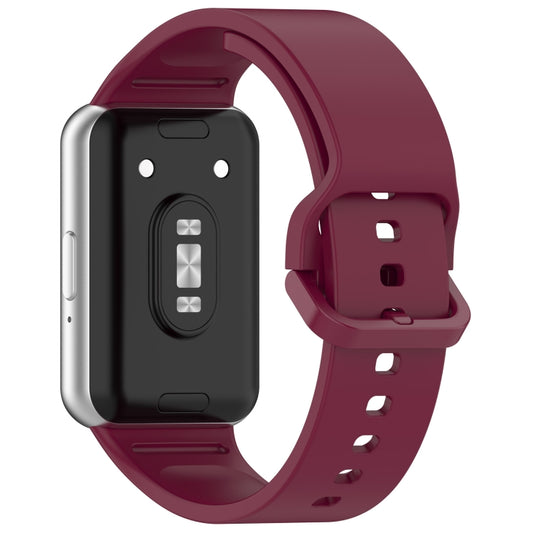 For Samsung Galaxy Fit 3 Solid Color Colorful Buckle Silicone Watch Band(Wine Red) by buy2fix