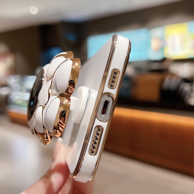 For iPhone 16 Plus Embrace Stars Electroplating Astronaut Holder Phone Case(Pink) by buy2fix