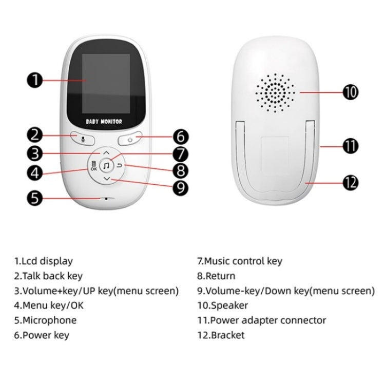 R306 Room Temperature Monitor Intercom Camera 2.0-inch Night Vision Wireless Baby Monitor(UK Plug) by buy2fix