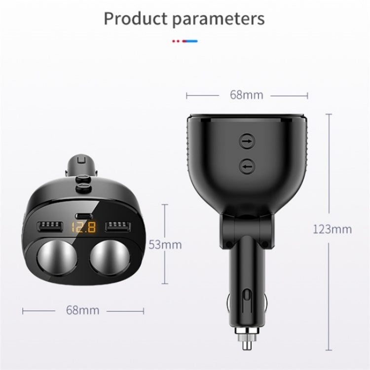 C06Q Dual USB + Type-C Cigarette Lighter PD 18W / QC3.0 Fast Charging Car Charger by buy2fix