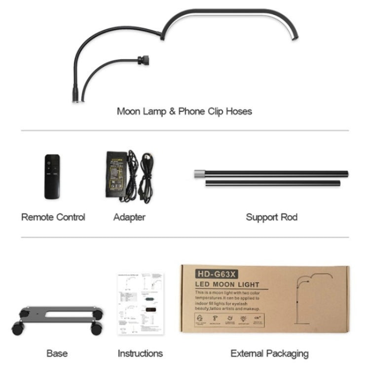 HD-G63X Floor Standing Remote Dimming LED Moon Lamp Manicure Eyelash Beauty Lamp(AU Plug) by buy2fix