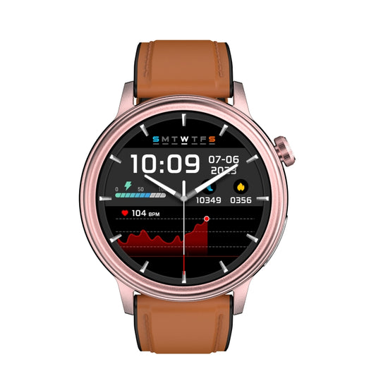 ET470 1.39 inch Color Screen Smart Watch Leather Strap, Support Bluetooth Call / ECG(Brown) by buy2fix