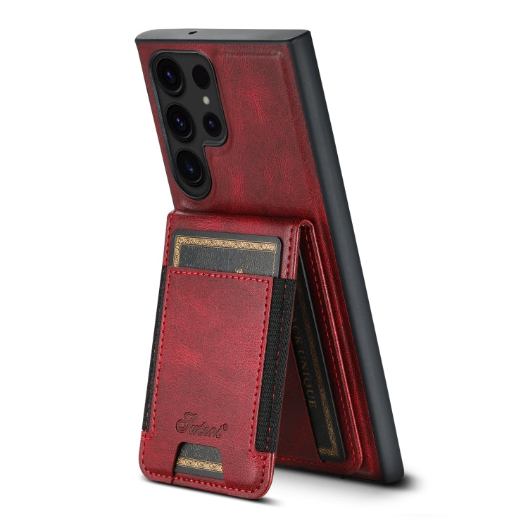 For Samsung Galaxy S24 Ultra 5G Suteni H17 Oil Eax Leather MagSafe Detachable Wallet Phone Case(Red) - Galaxy S24 Ultra 5G Cases by Suteni | Online Shopping UK | buy2fix