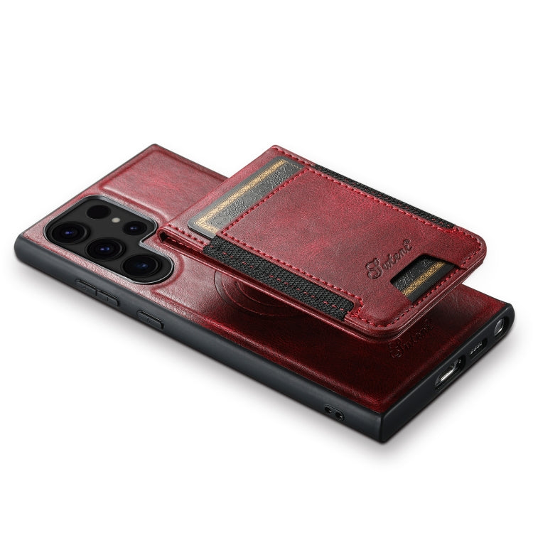 For Samsung Galaxy S24 Ultra 5G Suteni H17 Oil Eax Leather MagSafe Detachable Wallet Phone Case(Red) - Galaxy S24 Ultra 5G Cases by Suteni | Online Shopping UK | buy2fix