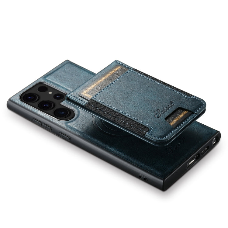 For Samsung Galaxy S24 Ultra 5G Suteni H17 Oil Eax Leather MagSafe Detachable Wallet Phone Case(Blue) - Galaxy S24 Ultra 5G Cases by Suteni | Online Shopping UK | buy2fix