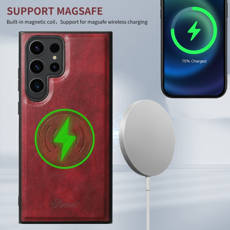 For Samsung Galaxy S24+ 5G Suteni H17 Oil Eax Leather MagSafe Detachable Wallet Phone Case(Red) - Galaxy S24+ 5G Cases by Suteni | Online Shopping UK | buy2fix
