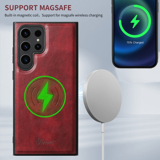 For Samsung Galaxy S24+ 5G Suteni H17 Oil Eax Leather MagSafe Detachable Wallet Phone Case(Red) - Galaxy S24+ 5G Cases by Suteni | Online Shopping UK | buy2fix