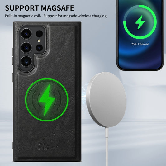 For Samsung Galaxy S23 5G Suteni H17 Oil Eax Leather MagSafe Detachable Wallet Phone Case(Black) - Galaxy S23 5G Cases by Suteni | Online Shopping UK | buy2fix