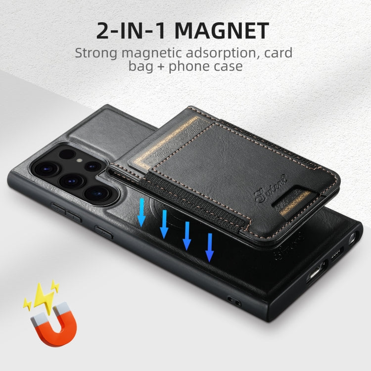 For Samsung Galaxy S22 5G Suteni H17 Oil Eax Leather MagSafe Detachable Wallet Phone Case(Black) - Galaxy S22 5G Cases by Suteni | Online Shopping UK | buy2fix