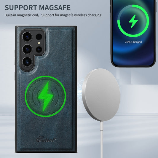 For Samsung Galaxy Note20 Ultra Suteni H17 Oil Eax Leather MagSafe Detachable Wallet Phone Case(Blue) - Galaxy Note20 Ultra Cases by Suteni | Online Shopping UK | buy2fix