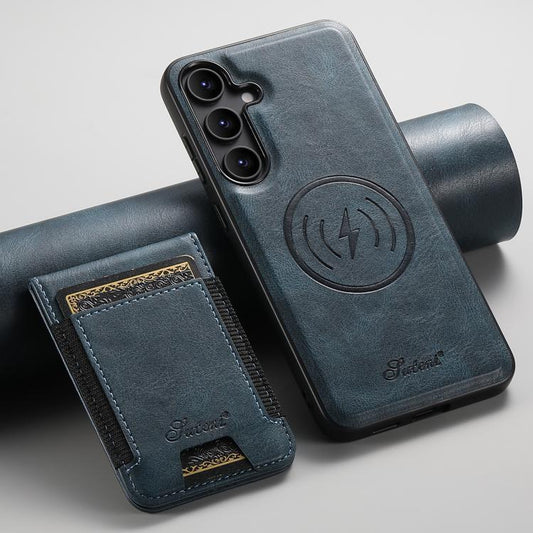 For Samsung Galaxy S25 5G Suteni H17 Oil Eax Leather MagSafe Detachable Wallet Phone Case(Red) - Galaxy S25 5G Cases by Suteni | Online Shopping UK | buy2fix