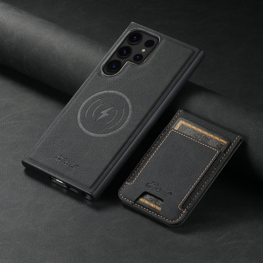 For Samsung Galaxy S24 Ultra 5G Suteni H17 Litchi Texture Leather MagSafe Detachable Wallet Phone Case(Black) by Suteni