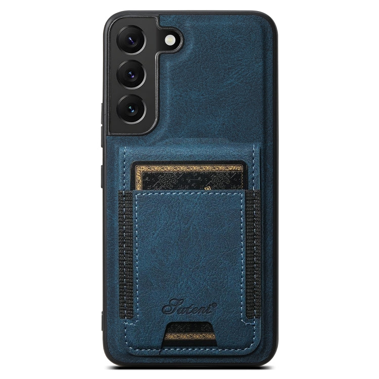 For Samsung Galaxy S22 5G Suteni H17 Litchi Texture Leather MagSafe Detachable Wallet Phone Case(Blue) - Galaxy S22 5G Cases by Suteni | Online Shopping UK | buy2fix