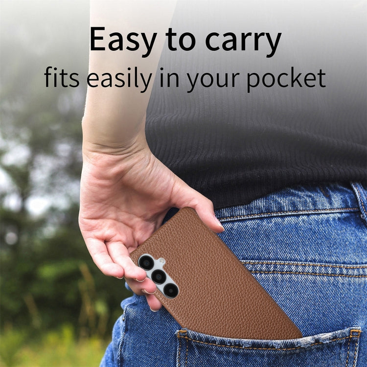 For Samsung Galaxy A15 Litchi Oil Edge Leather Back Phone Case(Brown) by buy2fix