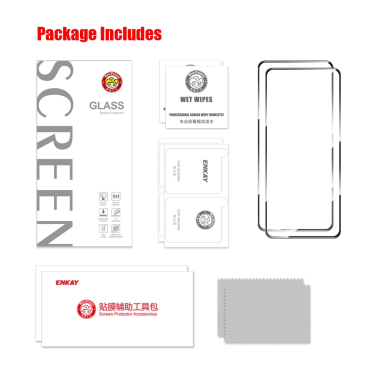 For Tecno Spark 20C 2pcs ENKAY Full Glue High Aluminum-silicon Tempered Glass Film by ENKAY
