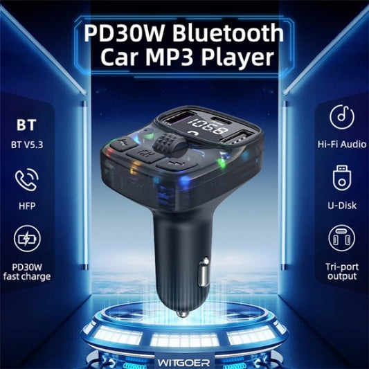 C56 PD Type-C + Dual USB Car Charger Colorful Light Car Bluetooth Adapter FM Transmitter by buy2fix