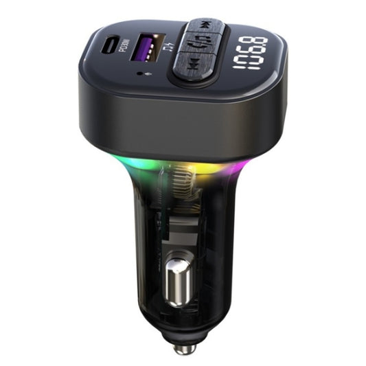 C50 Type-C + USB Car Charger Colorful Light Car Bluetooth Adapter FM Transmitter MP3 Player by buy2fix