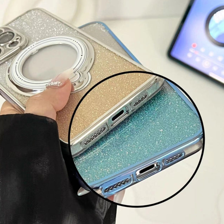 For iPhone 11 Pro Max Rotation MagSafe Holder Gradient Glitter TPU Phone Case(Cangling) by buy2fix