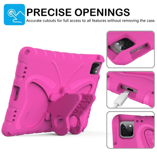 For iPad Air 11 2025 / 2024 Butterfly Bracket EVA Shockproof Tablet Case(Rose Red) by buy2fix