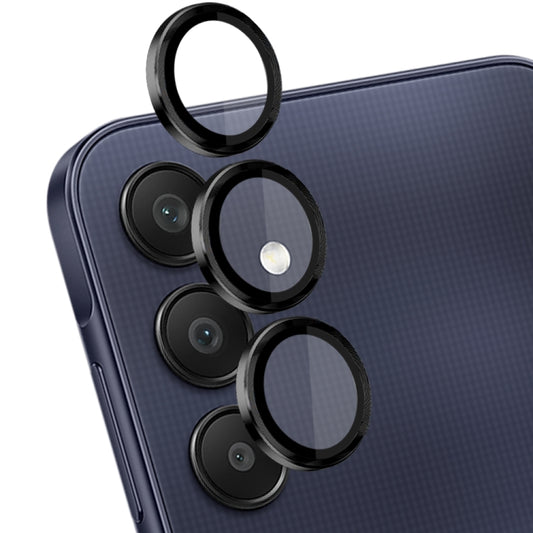 For Samsung Galaxy A25 5G NORTHJO Camera LensCD Vein Metal Ring Tempered Glass Film(Black) - Galaxy Tempered Glass by NORTHJO | Online Shopping UK | buy2fix