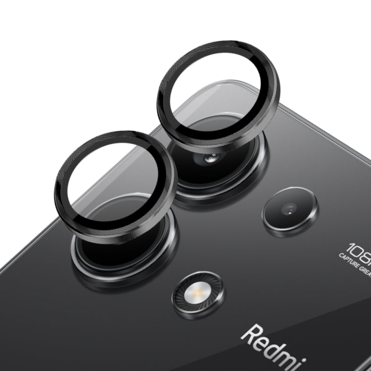For Xiaomi Redmi Note 13 4G NORTHJO Camera LensCD Vein Metal Ring Tempered Glass Film(Black) - by NORTHJO | Online Shopping UK | buy2fix