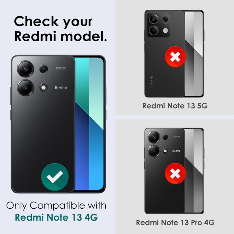 For Xiaomi Redmi Note 13 4G NORTHJO Camera LensCD Vein Metal Ring Tempered Glass Film(Black) - by NORTHJO | Online Shopping UK | buy2fix